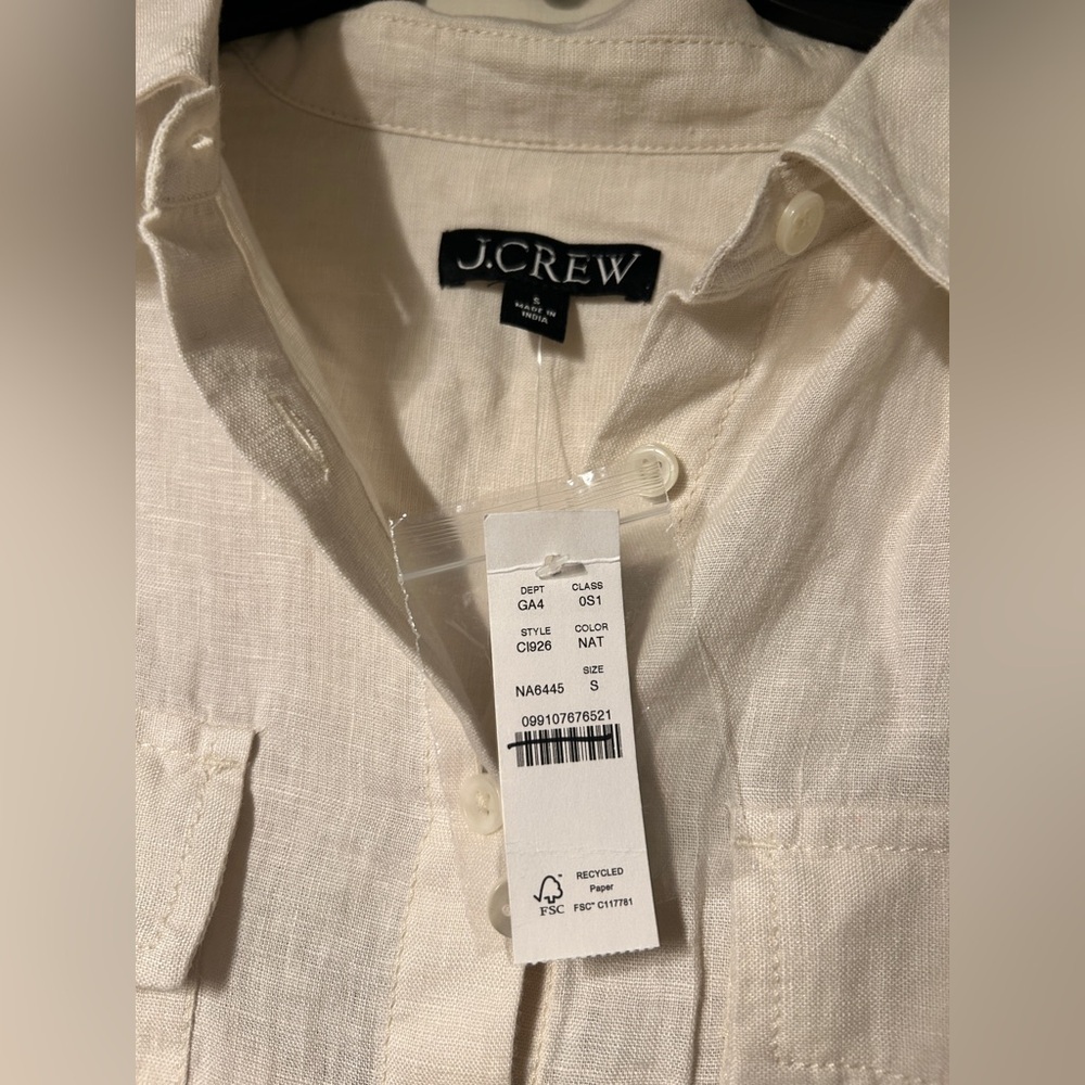 J Crew NWT Utility Shirt Dress in Linen Short Sleeve Size Small in Color
Natural - Picture 4 of 10